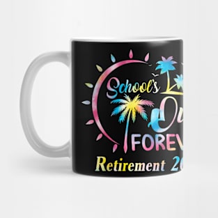 Schools Out Forever Retirement 2024 Tie Dye Retired Teacher Mug